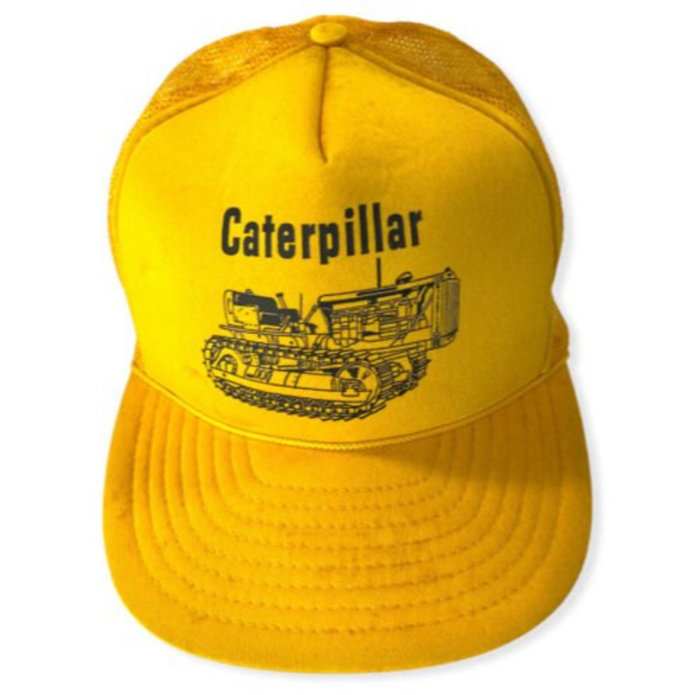 Caterpillar Crawler Tractor Yellow Snapback Mesh Trucker Ag One Size Hat Cap